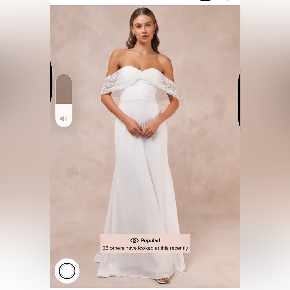 Lulu's White Off-Shoulder Wedding Dress